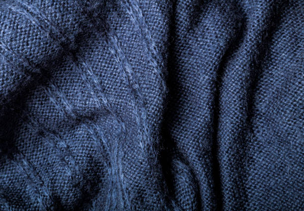 istock Dark Blue knitting texture background, warm blanket or sweater 1149125629