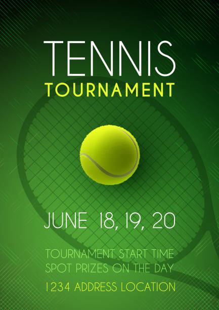 ilustraciones, imágenes clip art, dibujos animados e iconos de stock de cartel de torneo de tenis - torneo de tenis