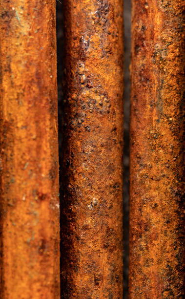 istock Scenic rusty fittings. Texture of rusty rods. Industrial abstraction. Rust closeup 1149132496