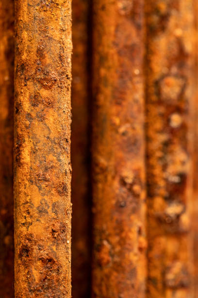 istock Scenic rusty fittings. Texture of rusty rods. Industrial abstraction. Rust closeup 1149132523