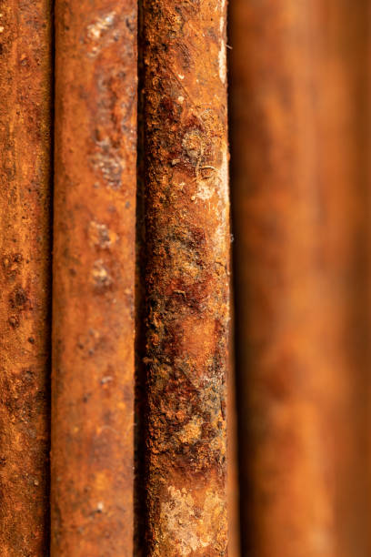 istock Scenic rusty fittings. Texture of rusty rods. Industrial abstraction. Rust closeup 1149132538