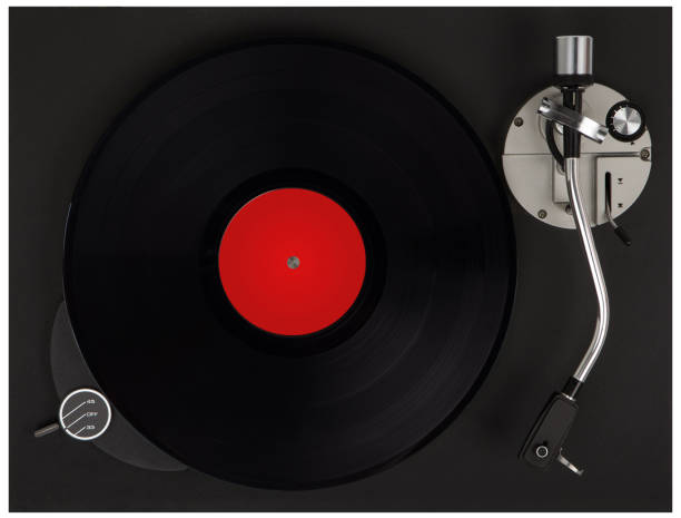 istock Turntable playing vinyl close up with needle on the record. 1149132679