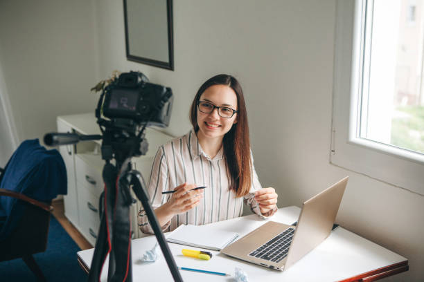 istock Girl blogger records video. 1149134322