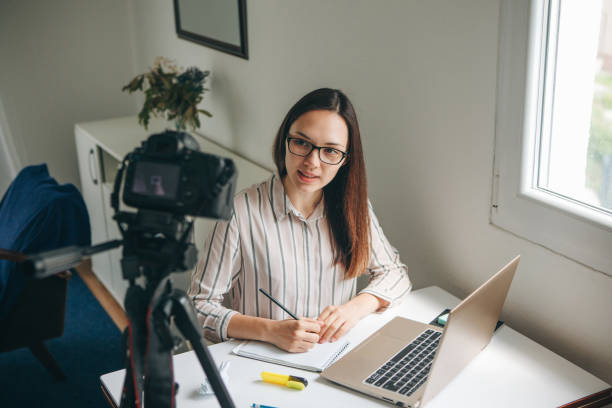 istock Girl blogger records video. 1149134432