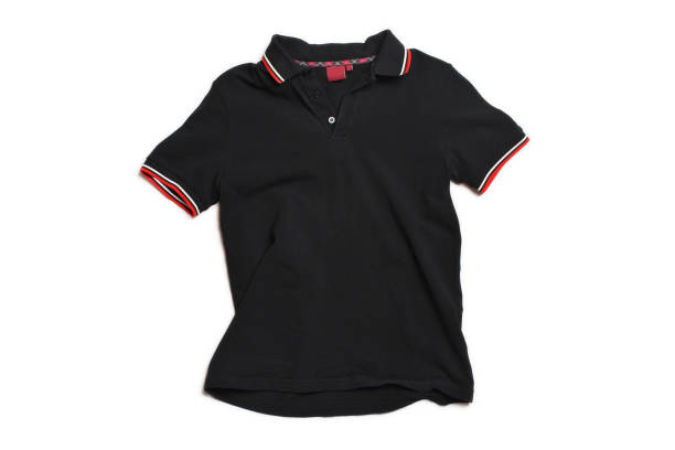 Black shirt with red strip collar isolated on white background