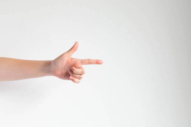 istock Hand pointing right directions on white background. 1149139491