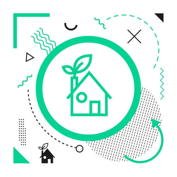illustrations, cliparts, dessins animés et icônes de icône de maison verte sur le fond moderne - healthy lifestyle house backgrounds recycling