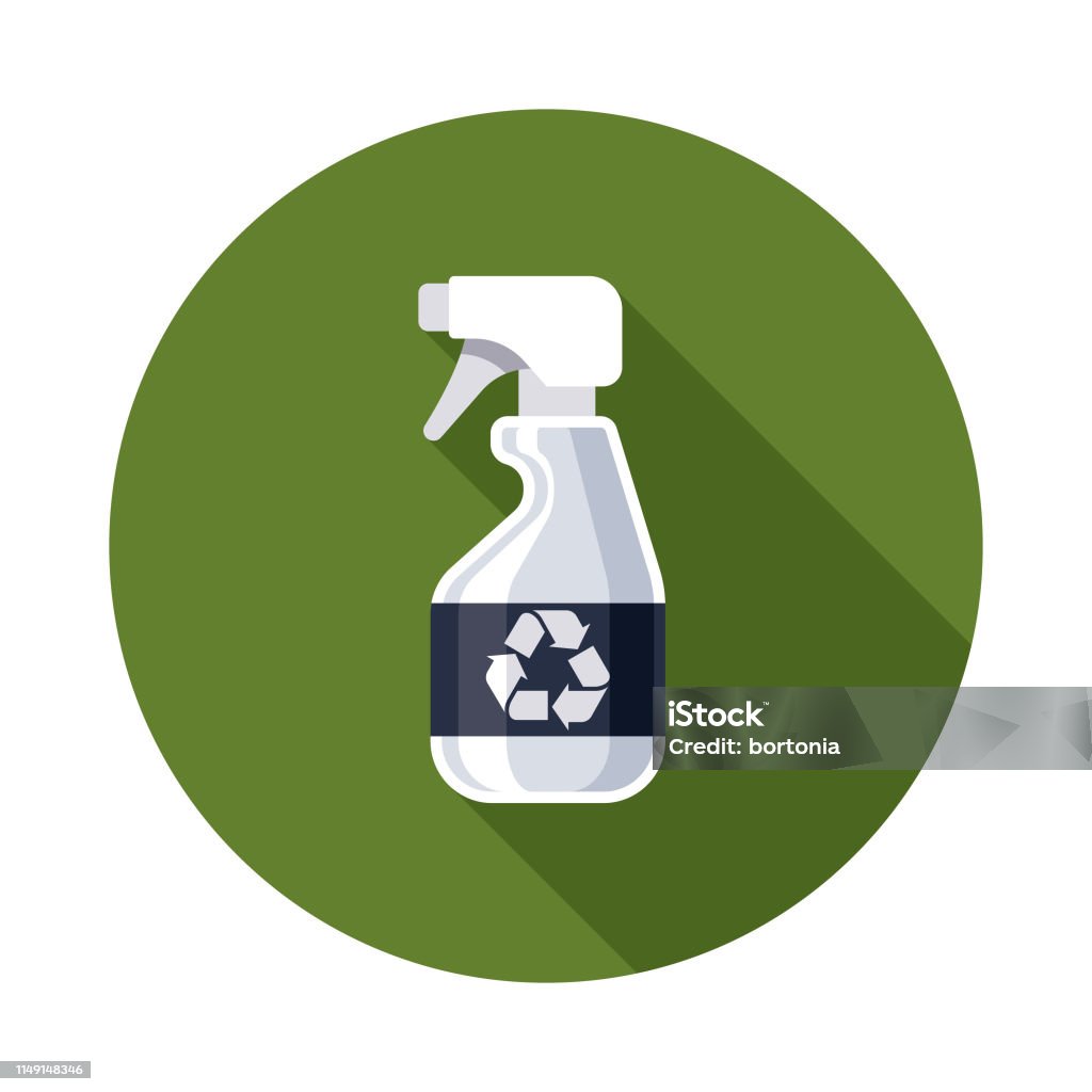 Household Products Recyclables Icon A flat design icon with a long shadow. File is built in the CMYK color space for optimal printing. Color swatches are global so it’s easy to change colors across the document. Cleaning Product stock vector