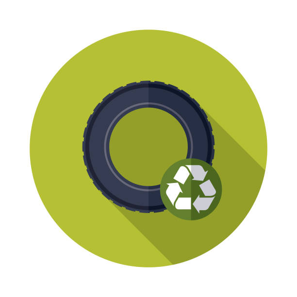 illustrazioni stock, clip art, cartoni animati e icone di tendenza di icona riciclabili pneumatici - tire recycling recycling symbol transportation