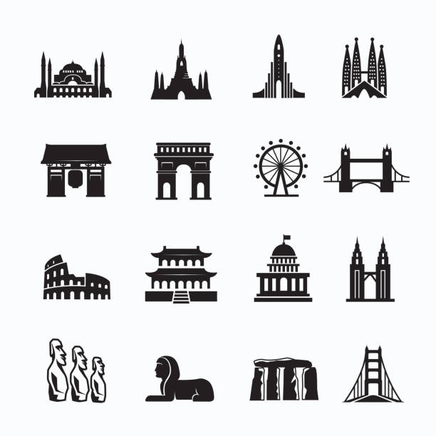 stockillustraties, clipart, cartoons en iconen met symbool van landmark - arc de triomphe