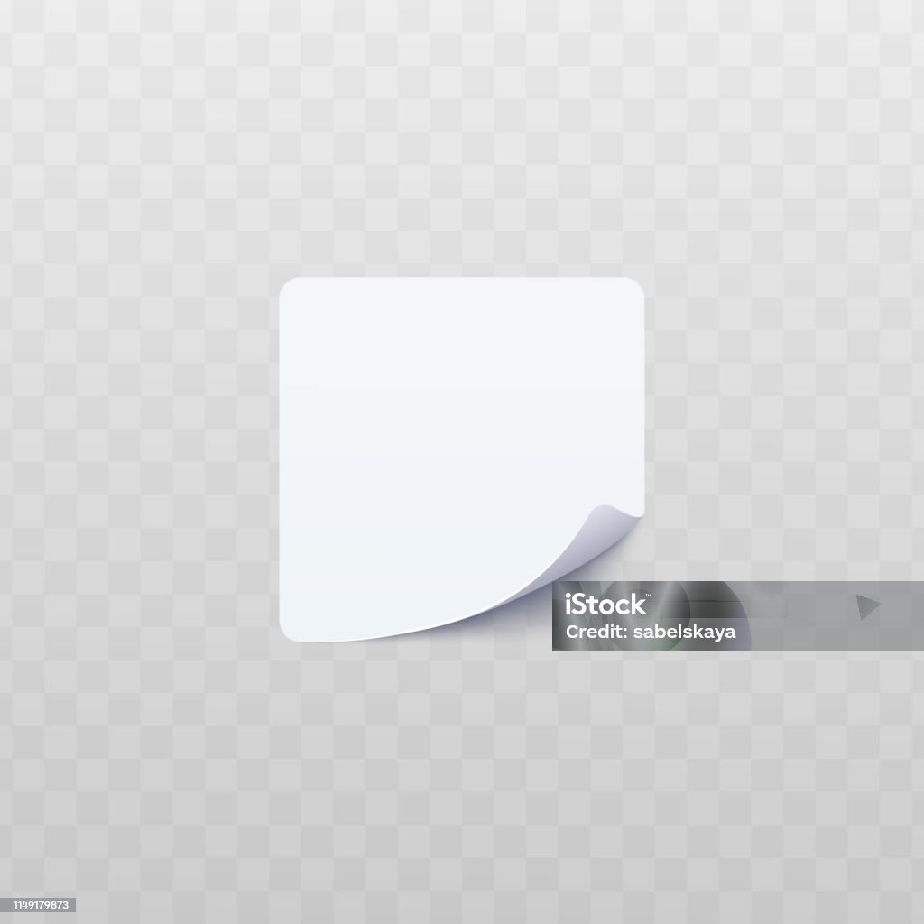 White Square Sticker Vector White Square Sticker With Rolled Or Twisted Corner Realistic Style ...