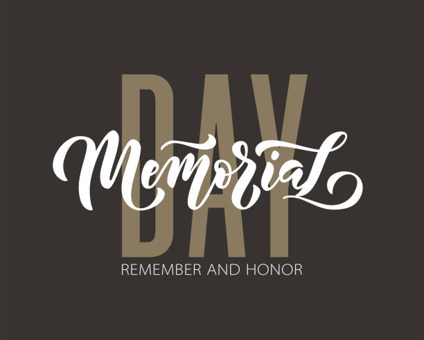 Memorial Day. Remember and honor. Vector illustration Hand drawn text lettering with stars for Memorial Day in USA. Memorial Day. Remember and honor. Vector illustration Hand drawn text lettering with stars for Memorial Day in USA. Script. Calligraphic design for print greetings card, sale banner, poster. Colorful memorial day weekend stock illustrations