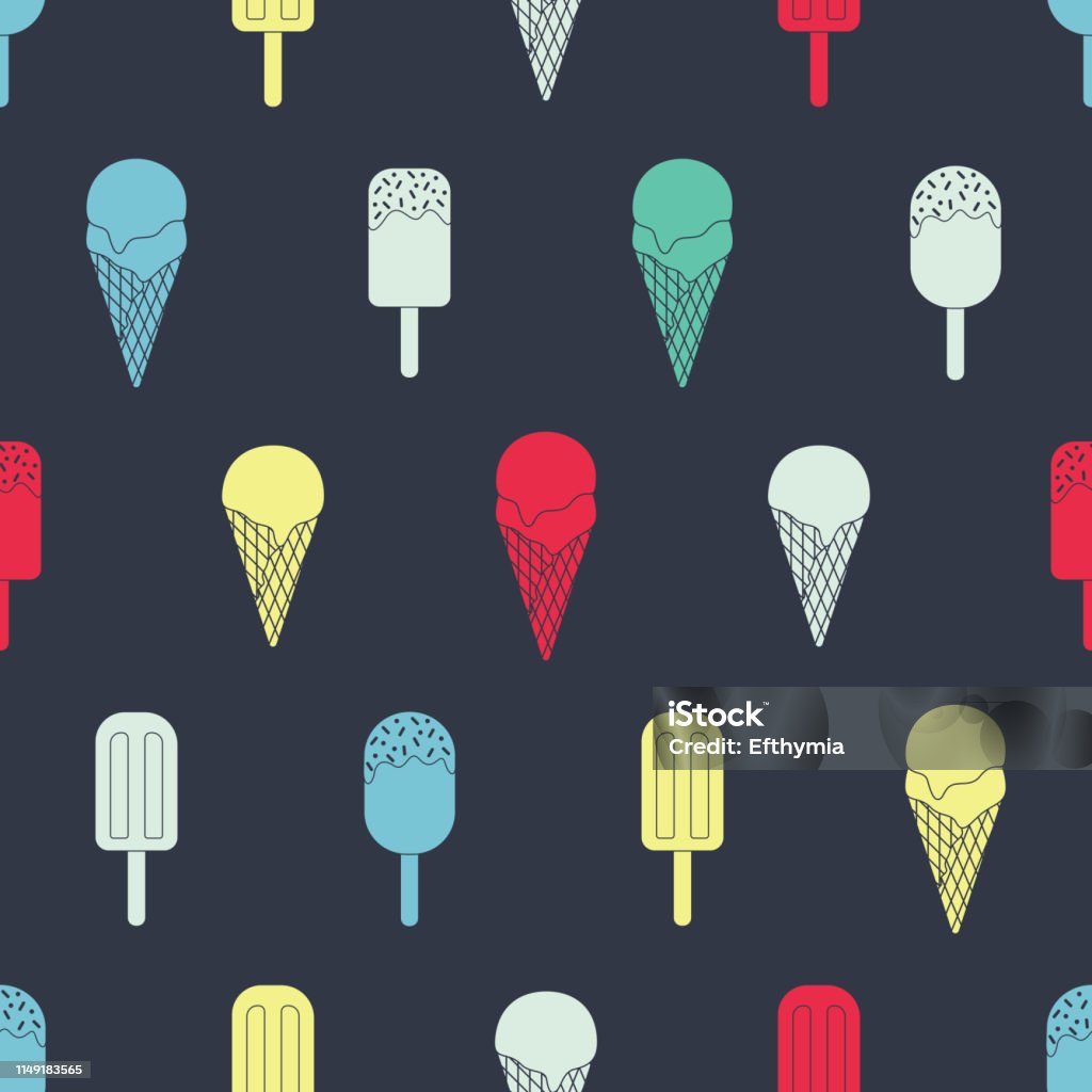 Repeatable Ice Pattern Colorfull Vector Ice Cream Repeat Seamless Pattern Multicolored ...