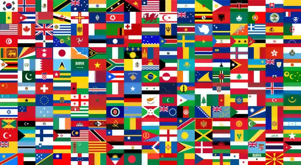 Vector illustration of All national flags of the world . Background style