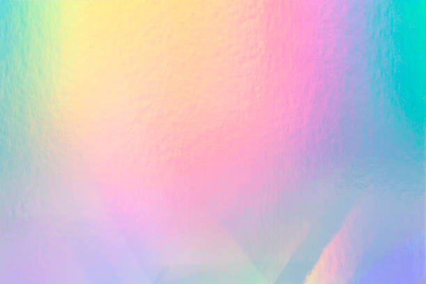 colorful holographic paper with rainbow lights. - iridescent imagens e fotografias de stock