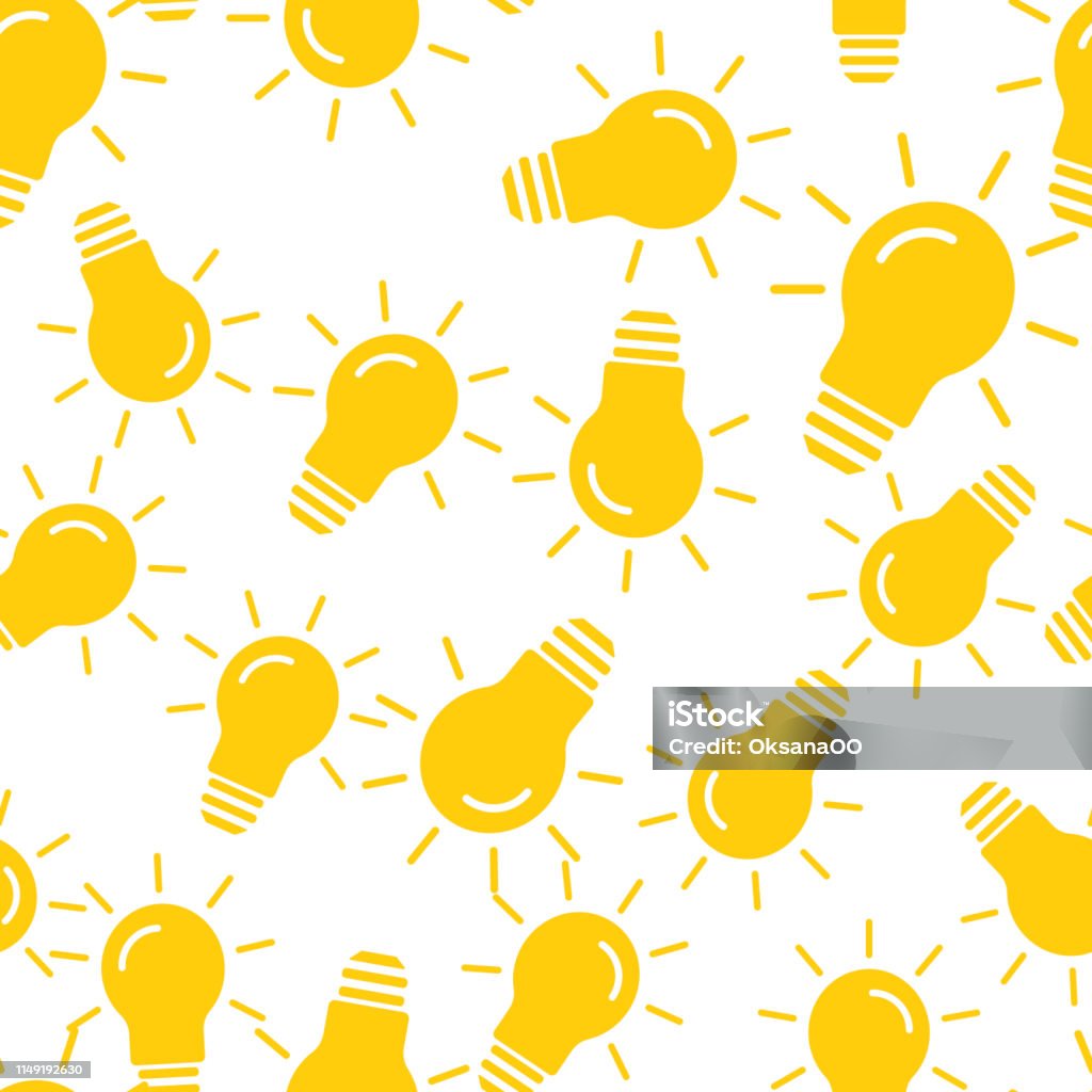 Lamp Design Pattern Vector Vector Image Of A Lamp Light Bulb Seamless Pattern On A White ...