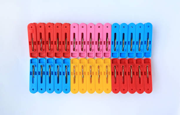 istock Set of colorful plastic clothespins on white background. 1149192853