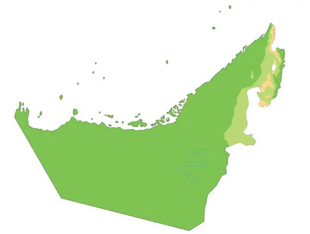 Vector illustration of High detailed United Arab Emirates physical map.