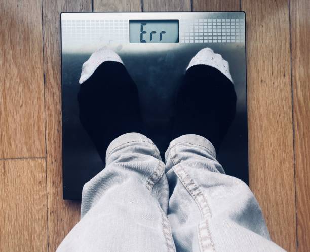 Error message on weighing scales stock photo