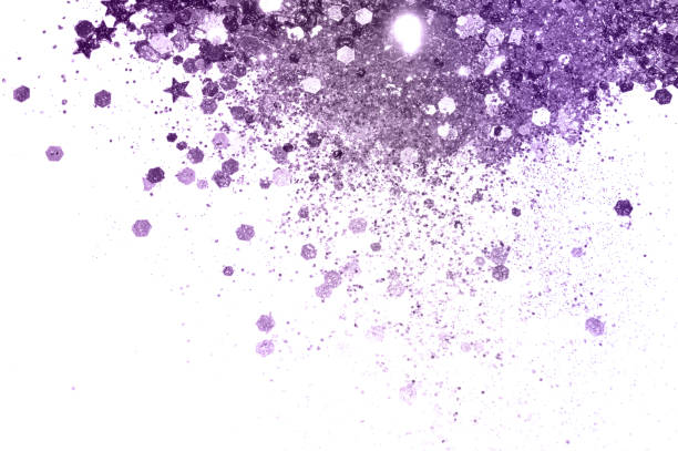 фиолетовый блеск и сверкающие звезды на белом фоне - card making стоковые фото и изображения