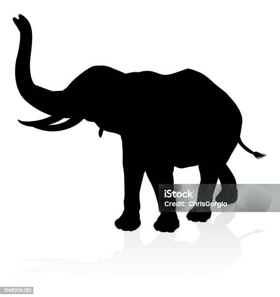 Elephant Safari Animal Silhouette Stock Illustration - Download Image Now - Africa, Animal, Animal Themes