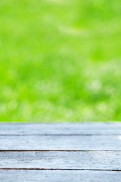 istock Empty wooden table over bokeh natural background 1149211284