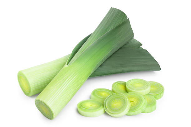 istock Leek vegetable with slices isolated on white background 1149229212