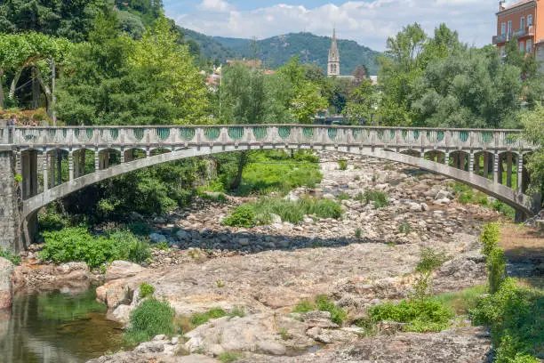 scenery around Vals-les-Bains, a commune in the Ardeche department located at the Volane river in southern France