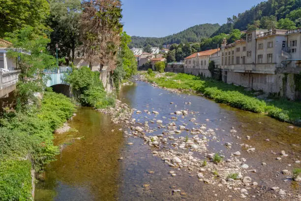 scenery around Vals-les-Bains, a commune in the Ardeche department located at the Volane river in southern France