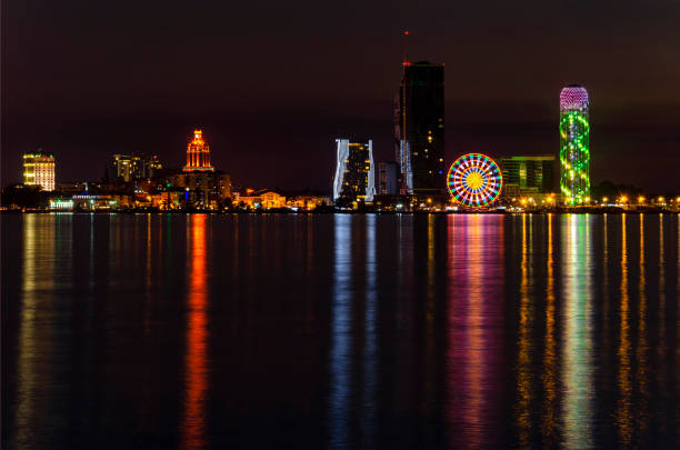 istock Batumi at night, Adjara, Georgia. Architecture In Seafront. Miracle Evening Park with Illuminations Lights, Illuminated Resort Town 1149232084