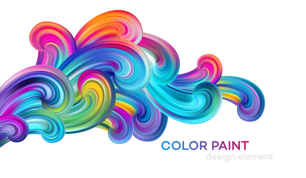 modernes buntes fließplakat. welle liquid form farbe farbe. kunstdesign für ihr designprojekt. vektorabbildung - watercolour paints watercolor painting backgrounds rainbow stock-grafiken, -clipart, -cartoons und -symbole