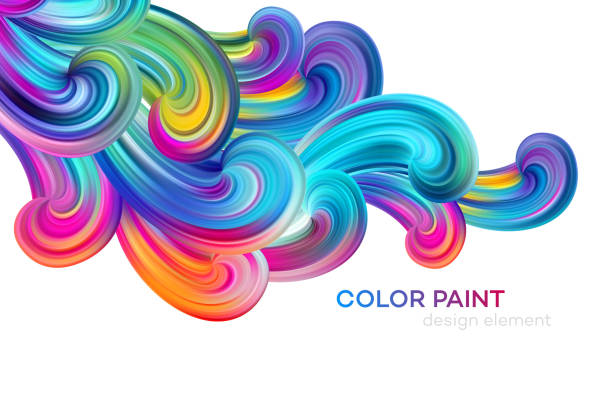 현대 다채로운 흐름 포스터입니다. 물결 액체 모양 색깔 페인트. 디자인 프로젝트를 위한 아트 디자인. 벡터 일러스트 - 색상 묘사 stock illustrations
