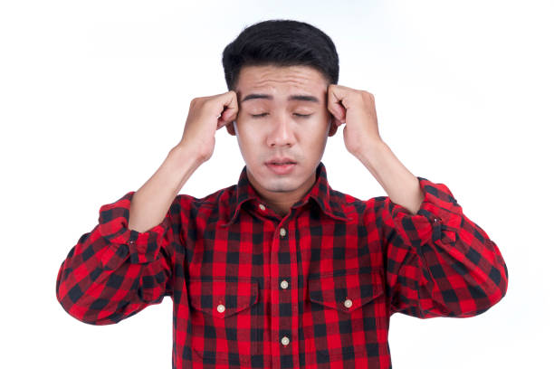 istock Asian young attractive handsome man in red checked shirt, isolated on white background 1149236021