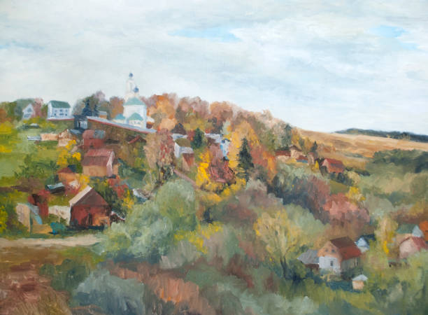istock rural landscape with a church, autumn landscape 1149239794