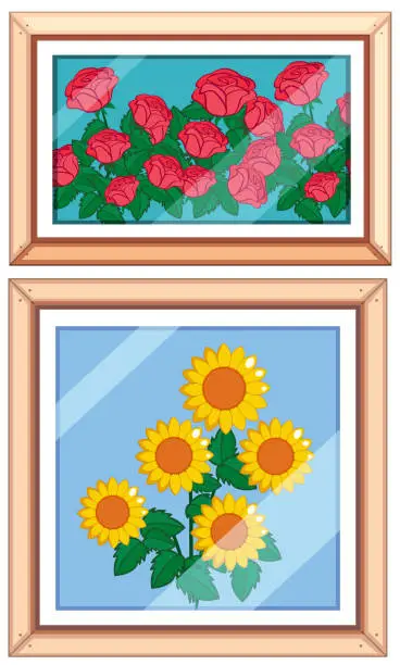Vector illustration of Set og beautiful flower frame