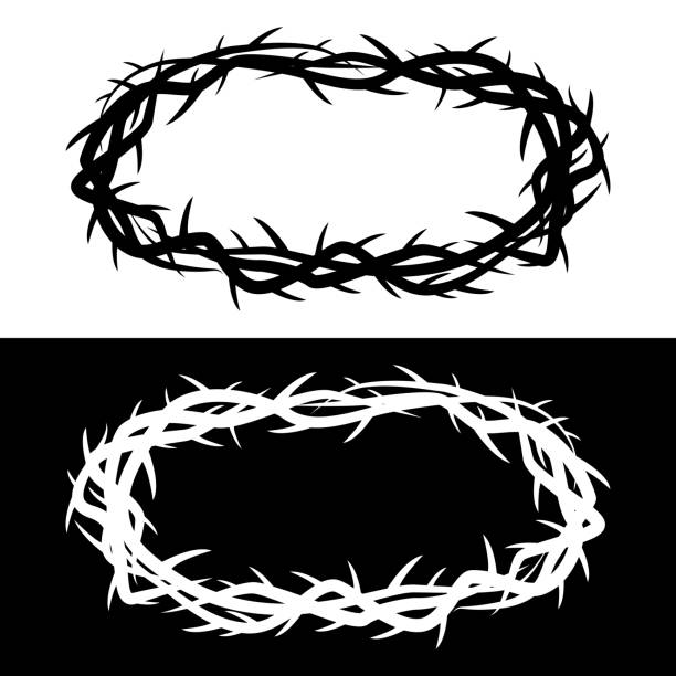 Crown of Thorns Vector Illustration of a Black and White options of a Crown of Thorns thorn wreath stock illustrations