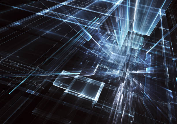 istock Abstract 3D fractal background, 3D illustration. Virtual Neon City 1149246162