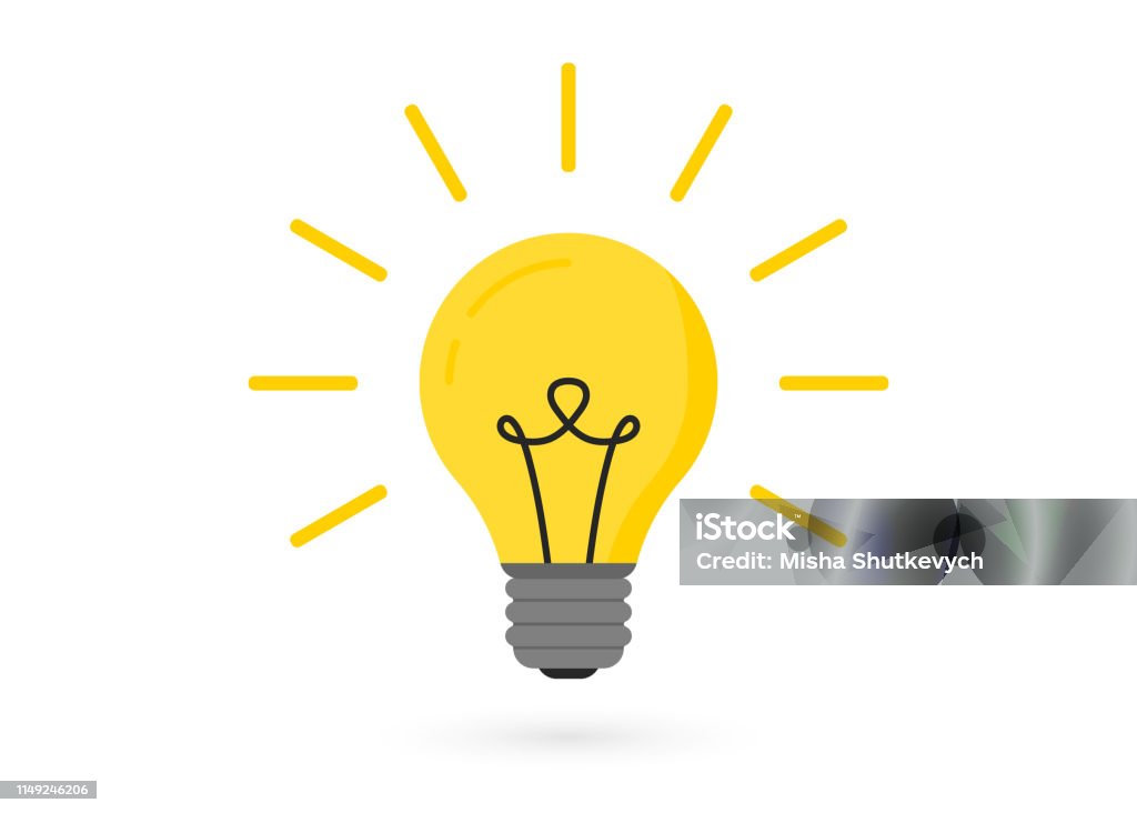 Light bulb with rays. Lighting Electric lamp. Creative idea, solution, thinking concept Light Bulb stock vector