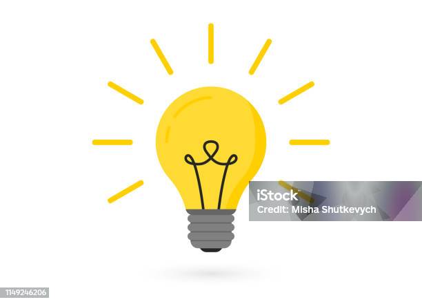 帶光線的燈泡照明電燈創新理念解決方案思維理念向量圖形及更多電燈泡圖片 - 電燈泡, 靈感, 電燈