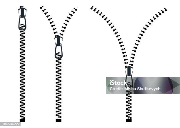 Kancing Zip Ritsleting Set Zip Dekat Dan Terbuka Dengan Pengencang Ritsleting ...