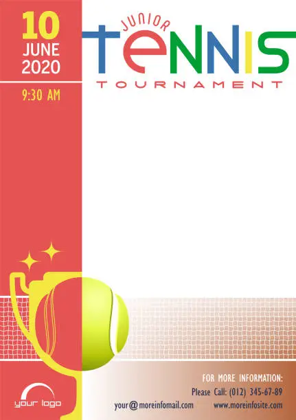 Vector illustration of Junior Tennis Tournament poster template.