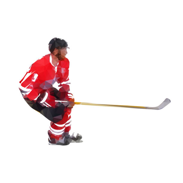 istock Ice hockey player skating, isolated geometric vector illustration. Low poly drawing. Winter team sport athlete 1149264351