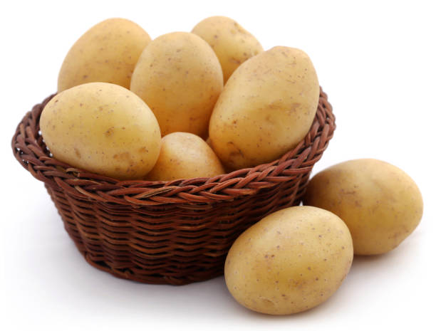 istock Fresh whole potatoes in a basket 1149267620