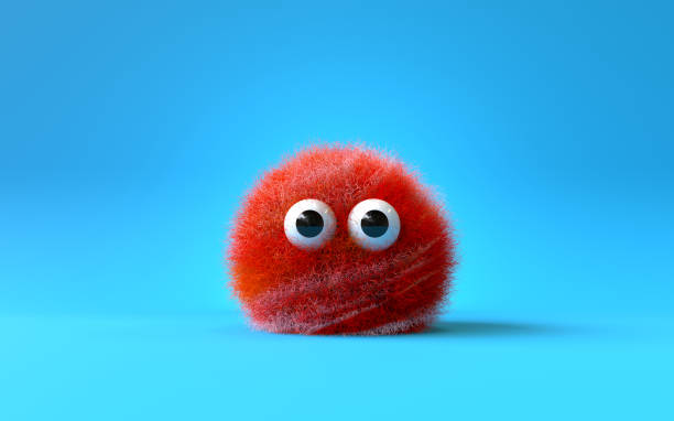 3d cute furry monster,3d cartoon character