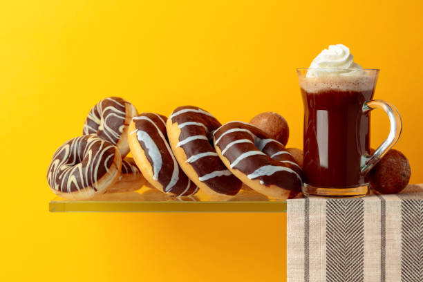 istock Chocolate donuts and hot chocolate. 1149268857