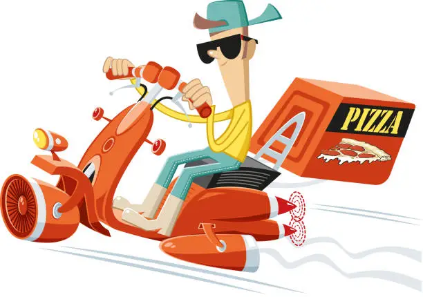 Vector illustration of Pizza delivery