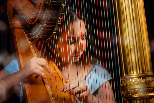 istock Professional female harpist during performance 1149271084