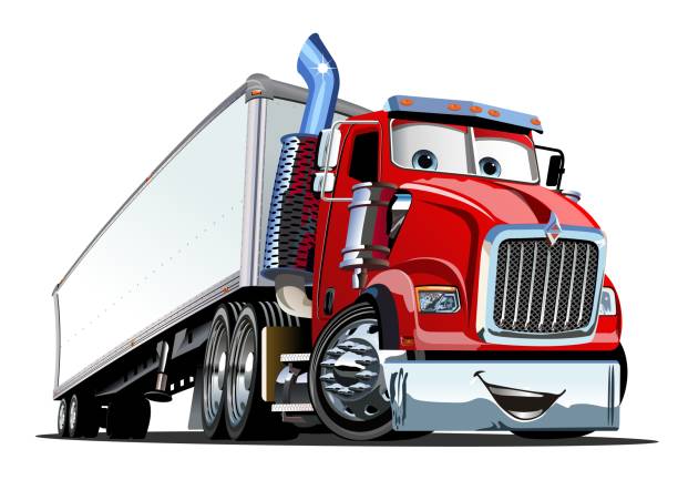 Cartoon Cargo Semi Truck Isolated On White Background Stock Illustration -  Download Image Now - iStock