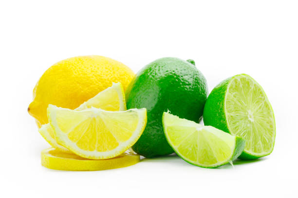istock Fresh lime and lemon isolated on white background 1149273429