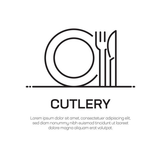 ikona linii wektorowej sztućce - prosta ikona cienkiej linii, element najwyższej jakości - food dinner restaurant silverware stock illustrations